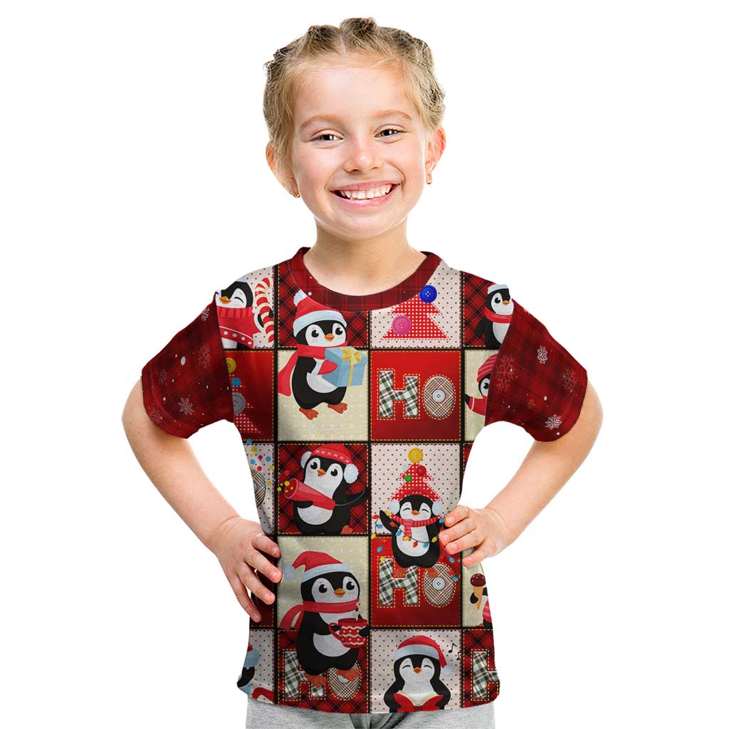 Cute Christmas Penguin Kid T Shirt Cozy Winter Ho Ho Ho Holiday Fun - Wonder Print Shop