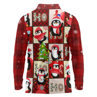Cute Christmas Penguin Long Sleeve Polo Shirt Cozy Winter Ho Ho Ho Holiday Fun - Wonder Print Shop