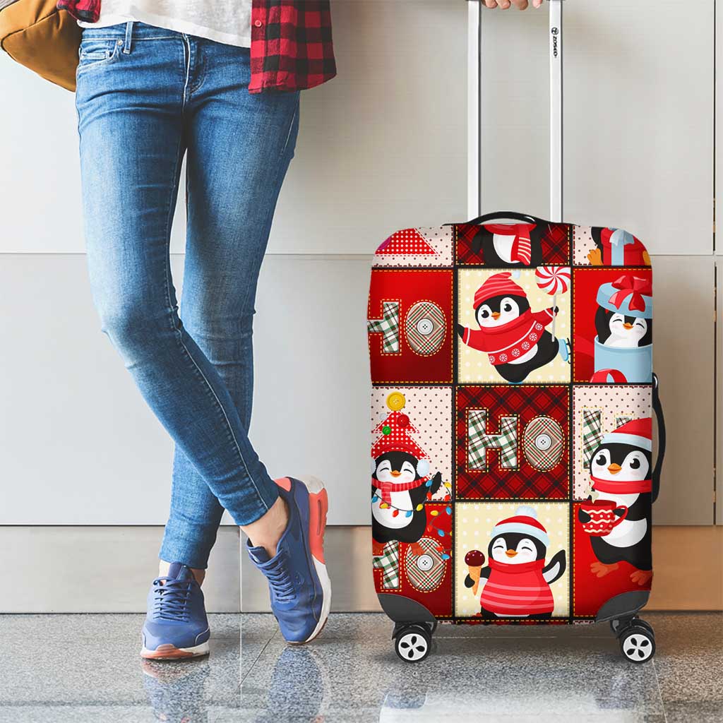 Cute Christmas Penguin Luggage Cover Cozy Winter Ho Ho Ho Holiday Fun - Wonder Print Shop