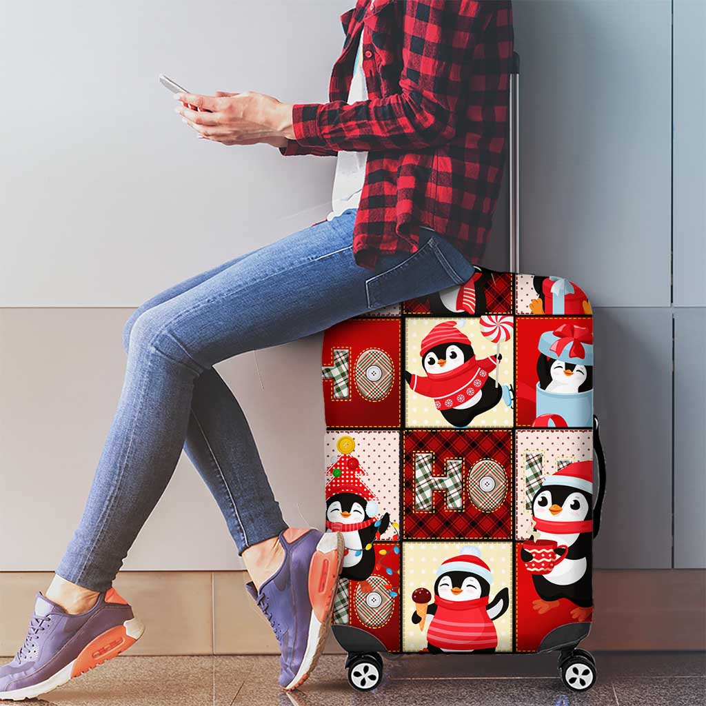 Cute Christmas Penguin Luggage Cover Cozy Winter Ho Ho Ho Holiday Fun - Wonder Print Shop