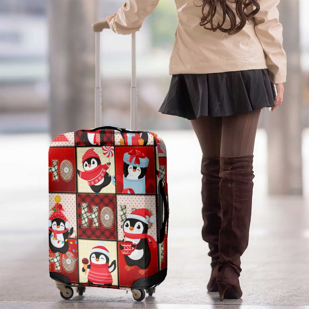 Cute Christmas Penguin Luggage Cover Cozy Winter Ho Ho Ho Holiday Fun - Wonder Print Shop