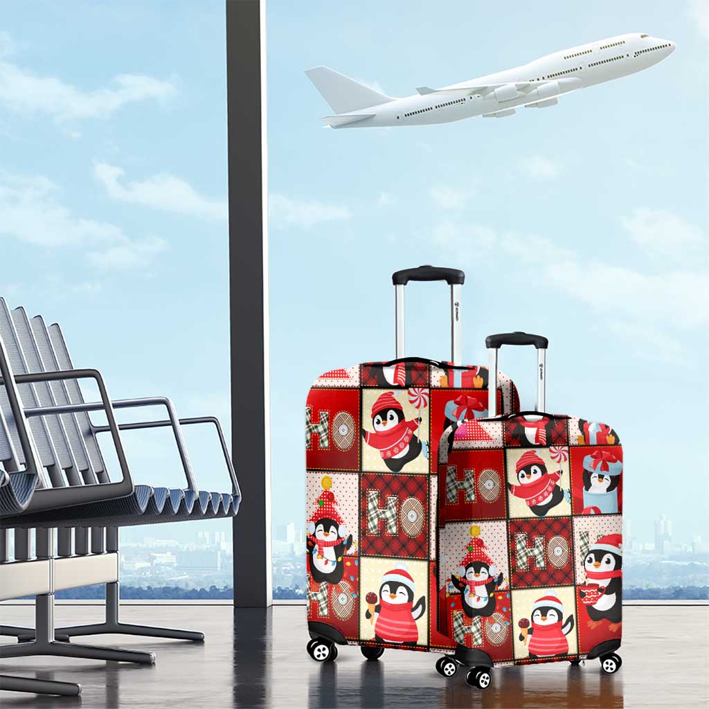 Cute Christmas Penguin Luggage Cover Cozy Winter Ho Ho Ho Holiday Fun - Wonder Print Shop