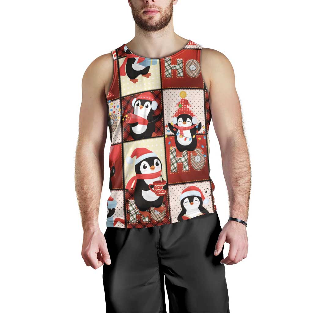 Cute Christmas Penguin Men Tank Top Cozy Winter Ho Ho Ho Holiday Fun - Wonder Print Shop