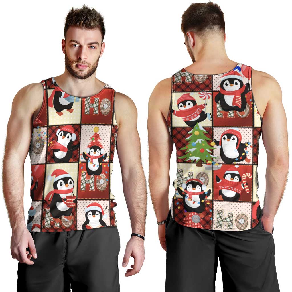 Cute Christmas Penguin Men Tank Top Cozy Winter Ho Ho Ho Holiday Fun - Wonder Print Shop