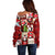 Cute Christmas Penguin Off Shoulder Sweater Cozy Winter Ho Ho Ho Holiday Fun - Wonder Print Shop
