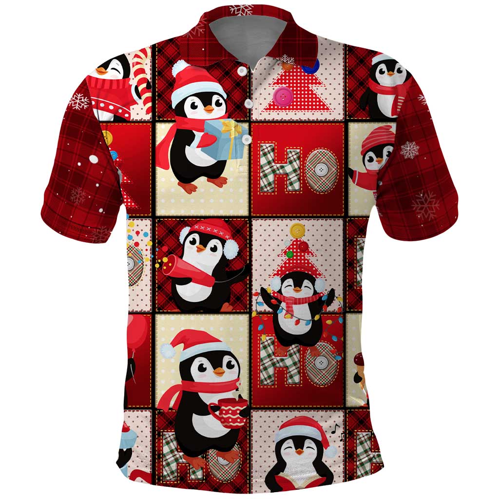 Cute Christmas Penguin Polo Shirt Cozy Winter Ho Ho Ho Holiday Fun - Wonder Print Shop
