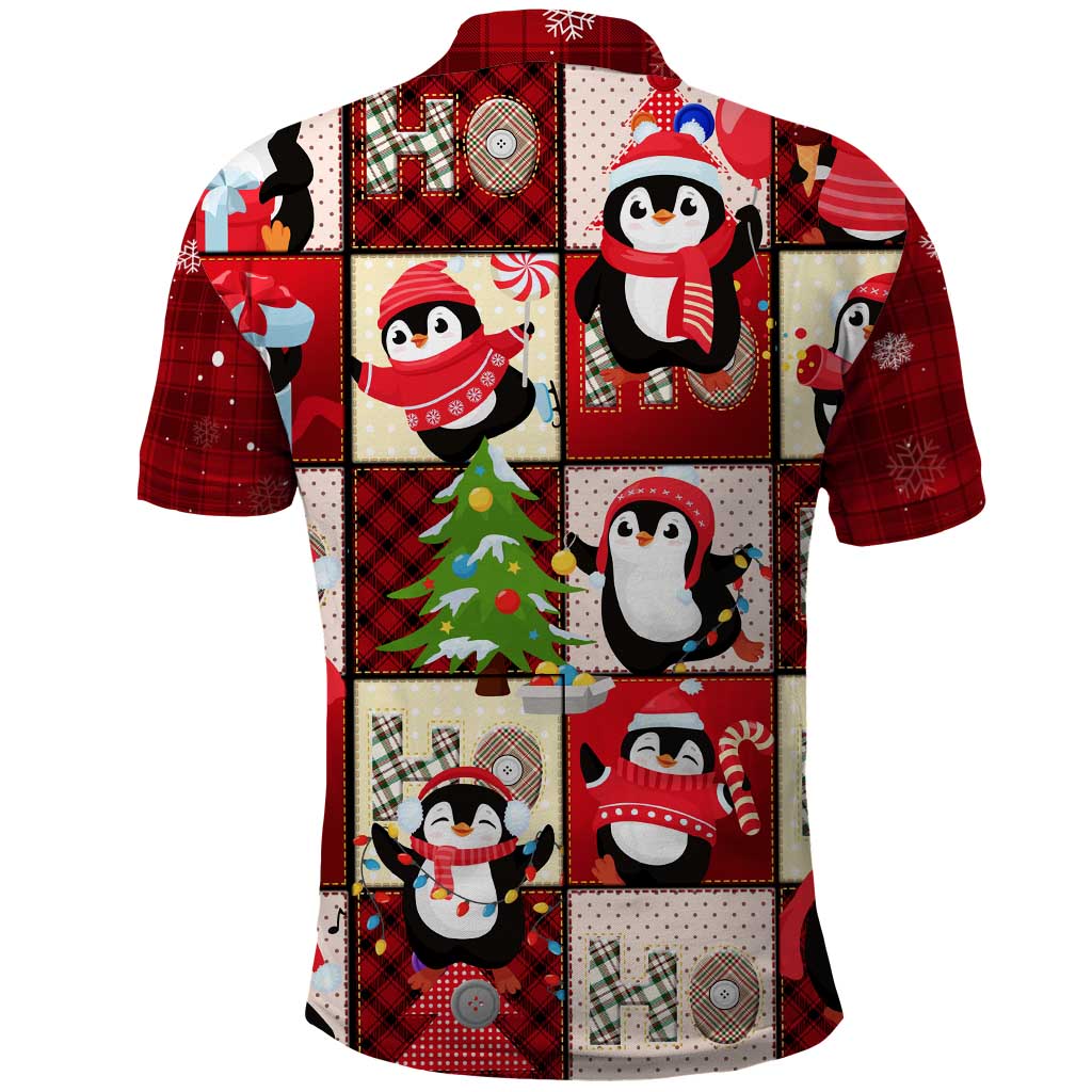Cute Christmas Penguin Polo Shirt Cozy Winter Ho Ho Ho Holiday Fun - Wonder Print Shop