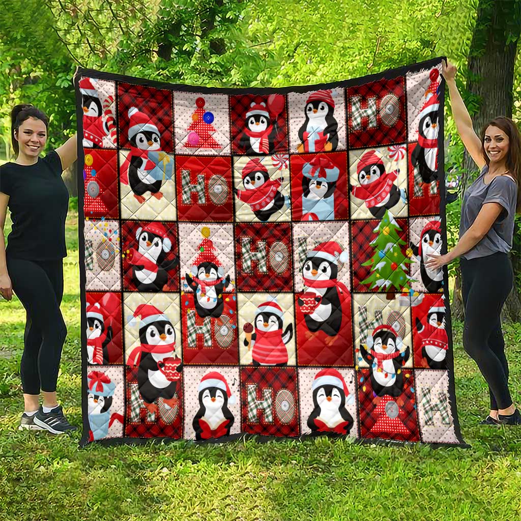 Cute Christmas Penguin Quilt Cozy Winter Ho Ho Ho Holiday Fun - Wonder Print Shop