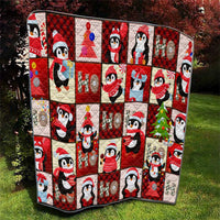 Cute Christmas Penguin Quilt Cozy Winter Ho Ho Ho Holiday Fun - Wonder Print Shop