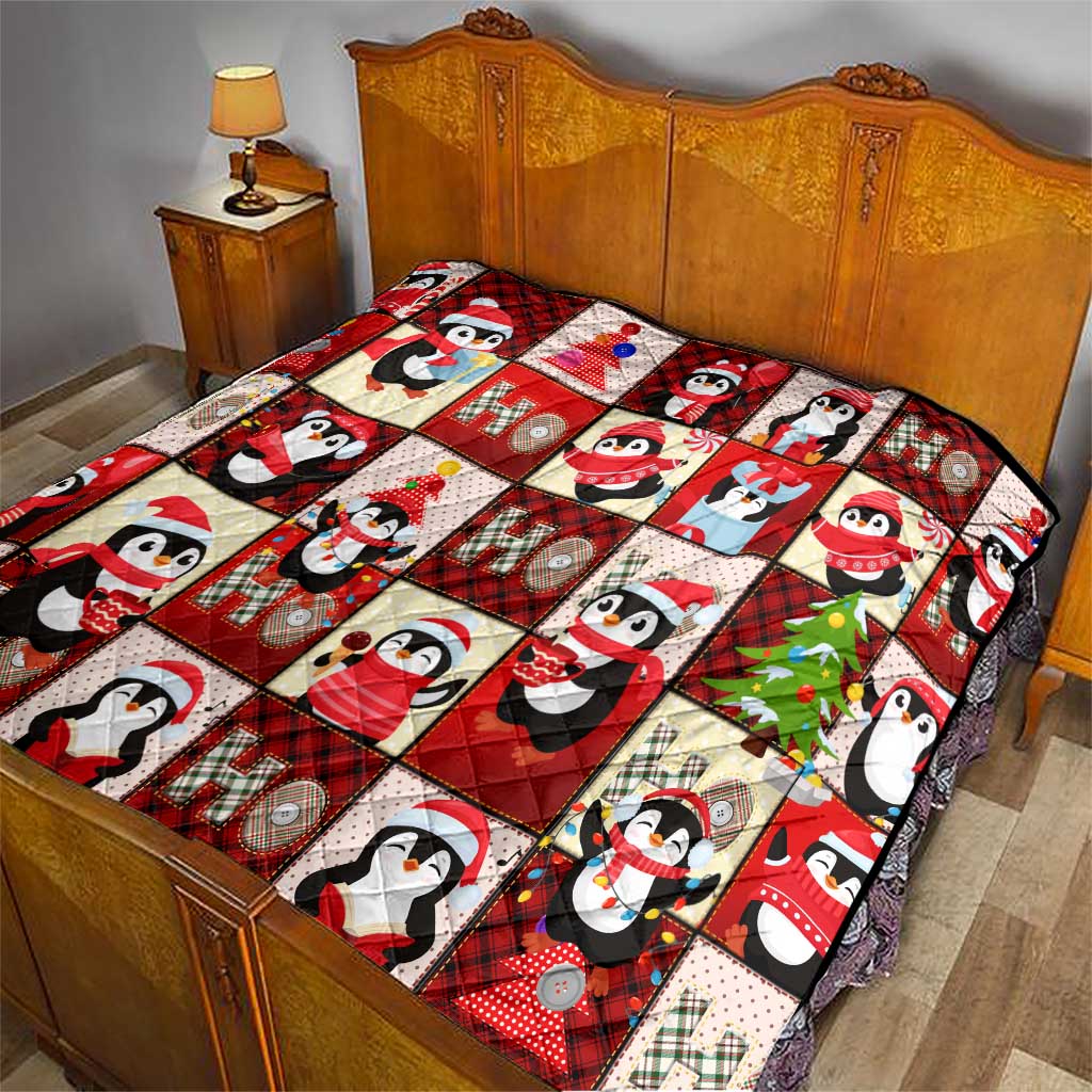 Cute Christmas Penguin Quilt Cozy Winter Ho Ho Ho Holiday Fun - Wonder Print Shop