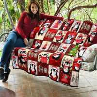 Cute Christmas Penguin Quilt Cozy Winter Ho Ho Ho Holiday Fun - Wonder Print Shop