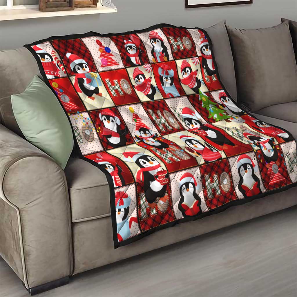 Cute Christmas Penguin Quilt Cozy Winter Ho Ho Ho Holiday Fun - Wonder Print Shop