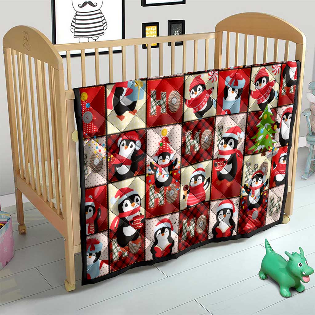 Cute Christmas Penguin Quilt Cozy Winter Ho Ho Ho Holiday Fun - Wonder Print Shop