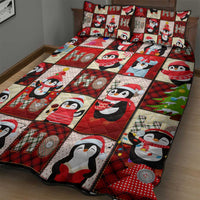 Cute Christmas Penguin Quilt Bed Set Cozy Winter Ho Ho Ho Holiday Fun - Wonder Print Shop