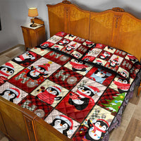 Cute Christmas Penguin Quilt Bed Set Cozy Winter Ho Ho Ho Holiday Fun - Wonder Print Shop