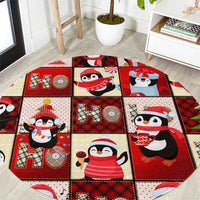 Cute Christmas Penguin Round Carpet Cozy Winter Ho Ho Ho Holiday Fun - Wonder Print Shop