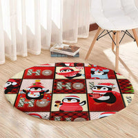 Cute Christmas Penguin Round Carpet Cozy Winter Ho Ho Ho Holiday Fun - Wonder Print Shop