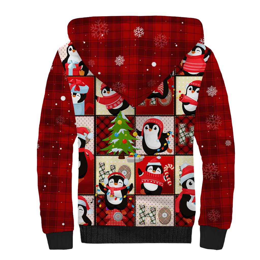 Cute Christmas Penguin Sherpa Hoodie Cozy Winter Ho Ho Ho Holiday Fun - Wonder Print Shop