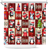 Cute Christmas Penguin Shower Curtain Cozy Winter Ho Ho Ho Holiday Fun - Wonder Print Shop