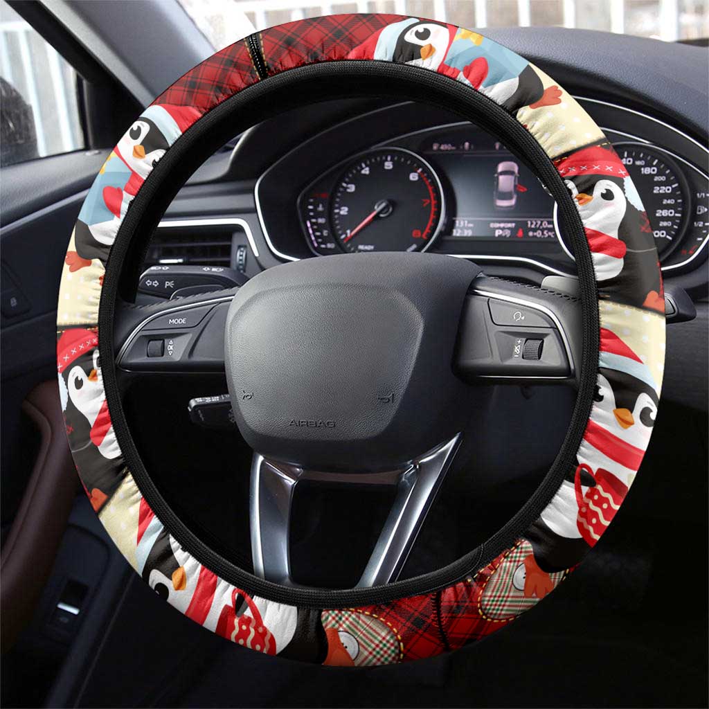 Cute Christmas Penguin Steering Wheel Cover Cozy Winter Ho Ho Ho Holiday Fun - Wonder Print Shop