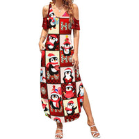 Cute Christmas Penguin Summer Maxi Dress Cozy Winter Ho Ho Ho Holiday Fun - Wonder Print Shop