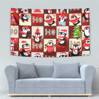 Cute Christmas Penguin Tapestry Cozy Winter Ho Ho Ho Holiday Fun - Wonder Print Shop