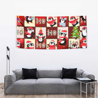 Cute Christmas Penguin Tapestry Cozy Winter Ho Ho Ho Holiday Fun - Wonder Print Shop
