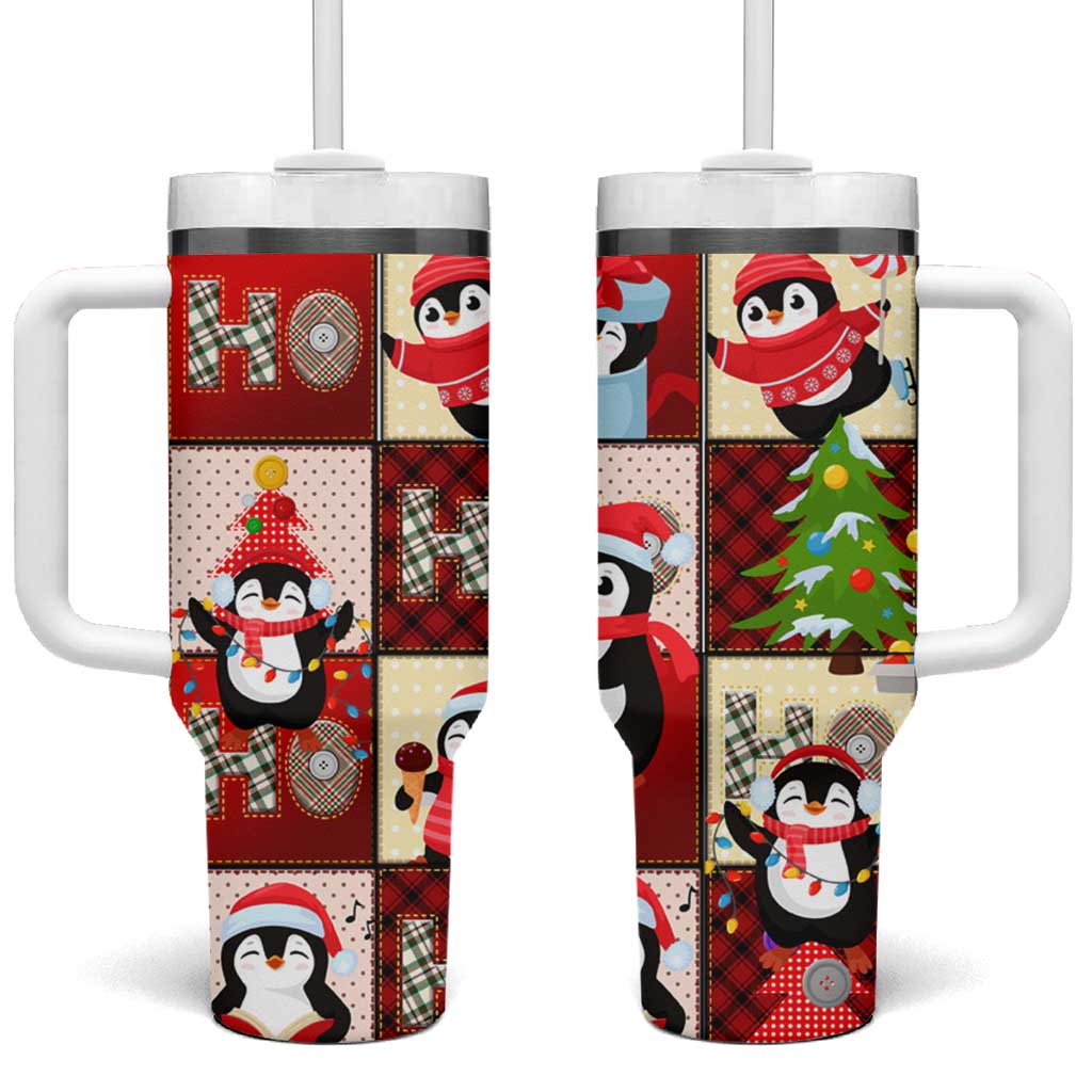 Cute Christmas Penguin Tumbler With Handle Cozy Winter Ho Ho Ho Holiday Fun - Wonder Print Shop
