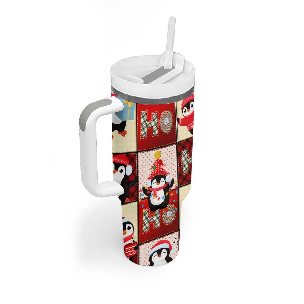 Cute Christmas Penguin Tumbler With Handle Cozy Winter Ho Ho Ho Holiday Fun - Wonder Print Shop