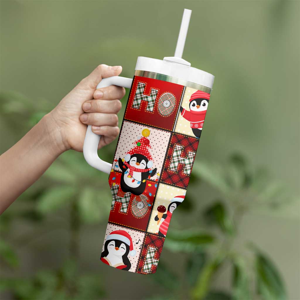 Cute Christmas Penguin Tumbler With Handle Cozy Winter Ho Ho Ho Holiday Fun - Wonder Print Shop