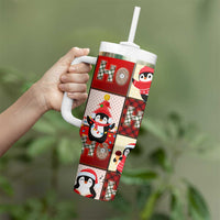 Cute Christmas Penguin Tumbler With Handle Cozy Winter Ho Ho Ho Holiday Fun - Wonder Print Shop