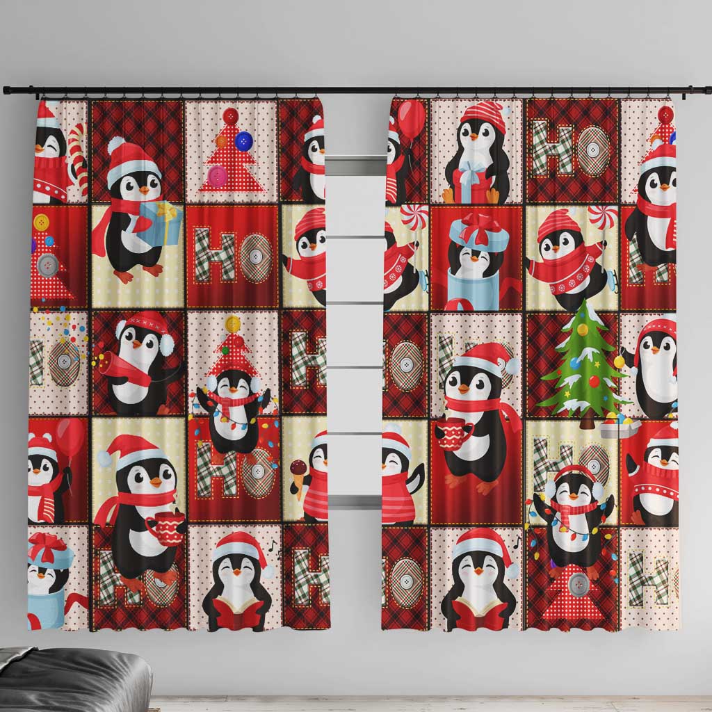 Cute Christmas Penguin Window Curtain Cozy Winter Ho Ho Ho Holiday Fun - Wonder Print Shop