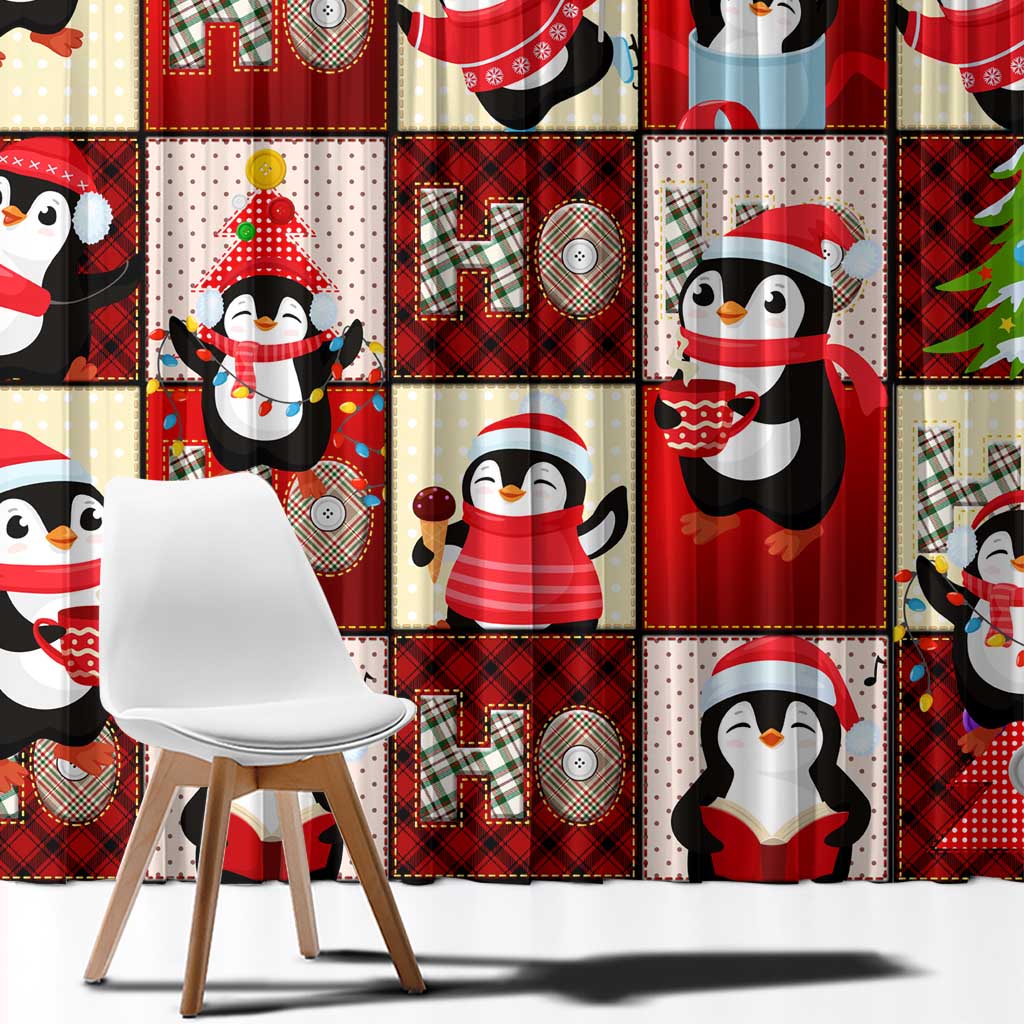 Cute Christmas Penguin Window Curtain Cozy Winter Ho Ho Ho Holiday Fun - Wonder Print Shop