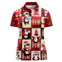 Cute Christmas Penguin Women Polo Shirt Cozy Winter Ho Ho Ho Holiday Fun - Wonder Print Shop