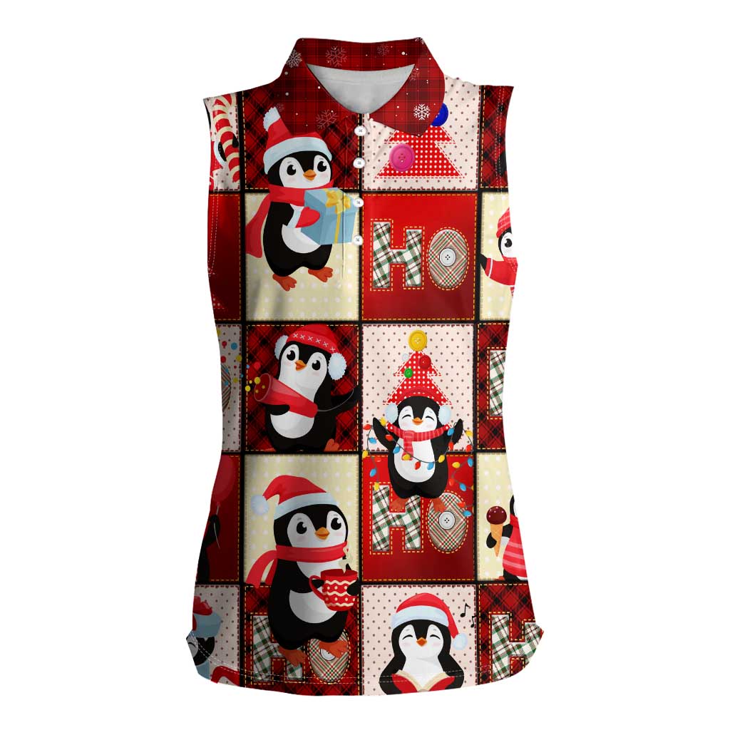 Cute Christmas Penguin Women Sleeveless Polo Shirt Cozy Winter Ho Ho Ho Holiday Fun - Wonder Print Shop