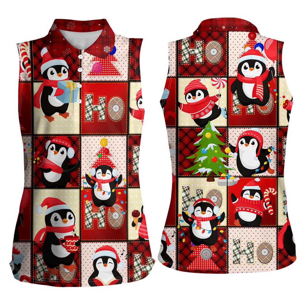 Cute Christmas Penguin Women Sleeveless Polo Shirt Cozy Winter Ho Ho Ho Holiday Fun - Wonder Print Shop