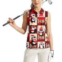 Cute Christmas Penguin Women Sleeveless Polo Shirt Cozy Winter Ho Ho Ho Holiday Fun - Wonder Print Shop
