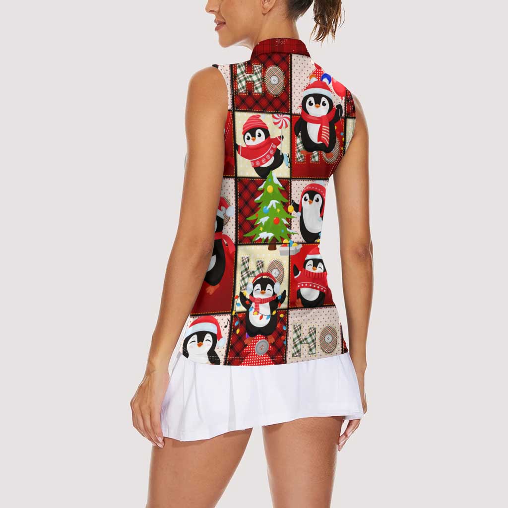 Cute Christmas Penguin Women Sleeveless Polo Shirt Cozy Winter Ho Ho Ho Holiday Fun - Wonder Print Shop