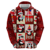 Cute Christmas Penguin Zip Hoodie Cozy Winter Ho Ho Ho Holiday Fun - Wonder Print Shop