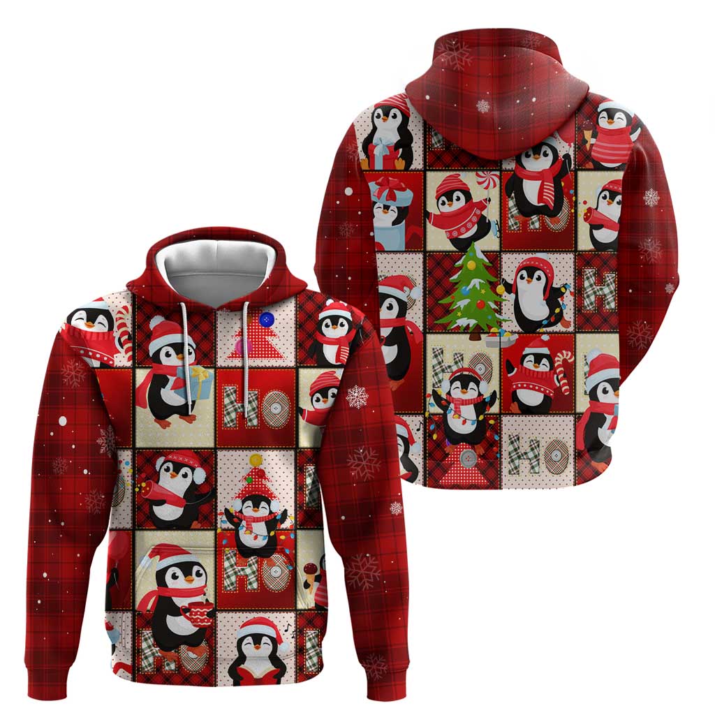Cute Christmas Penguin Zip Hoodie Cozy Winter Ho Ho Ho Holiday Fun - Wonder Print Shop