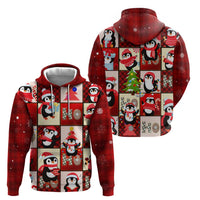 Cute Christmas Penguin Zip Hoodie Cozy Winter Ho Ho Ho Holiday Fun - Wonder Print Shop