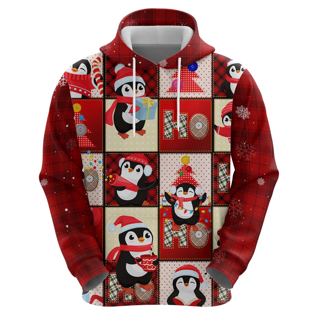 Cute Christmas Penguin Zip Hoodie Cozy Winter Ho Ho Ho Holiday Fun - Wonder Print Shop