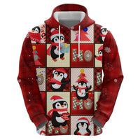 Cute Christmas Penguin Zip Hoodie Cozy Winter Ho Ho Ho Holiday Fun - Wonder Print Shop