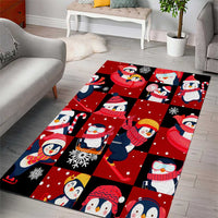 Penguin Winter Sports Christmas Area Rug Cute Holiday Ski Snow Fun - Wonder Print Shop