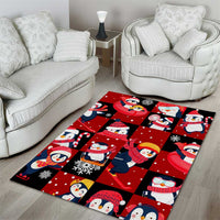 Penguin Winter Sports Christmas Area Rug Cute Holiday Ski Snow Fun - Wonder Print Shop