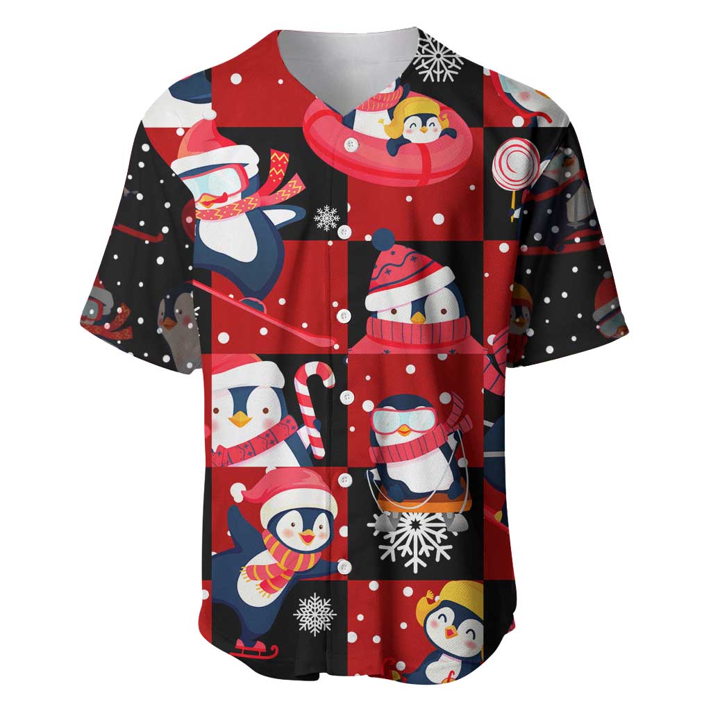 Penguin Winter Sports Christmas Baseball Jersey Cute Holiday Ski Snow Fun - Wonder Print Shop