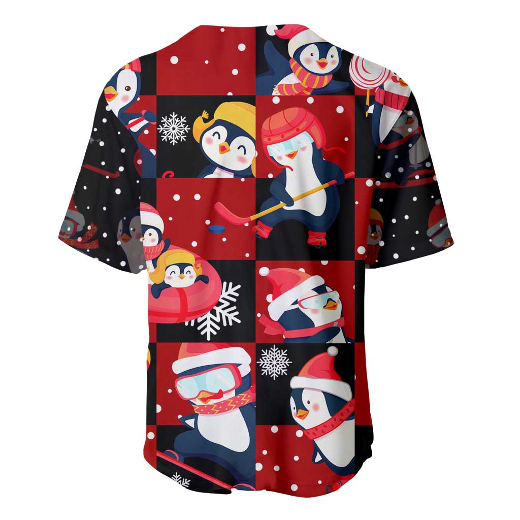 Penguin Winter Sports Christmas Baseball Jersey Cute Holiday Ski Snow Fun - Wonder Print Shop