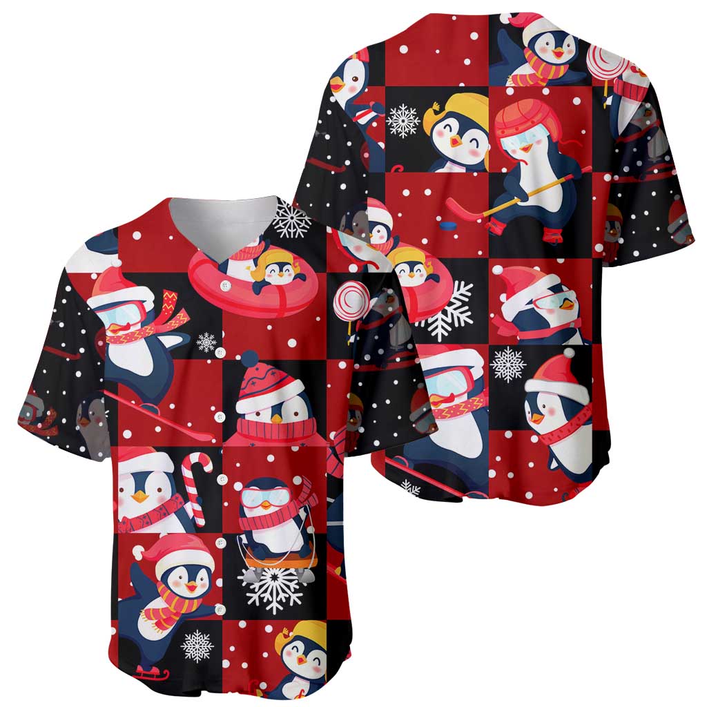 Penguin Winter Sports Christmas Baseball Jersey Cute Holiday Ski Snow Fun - Wonder Print Shop
