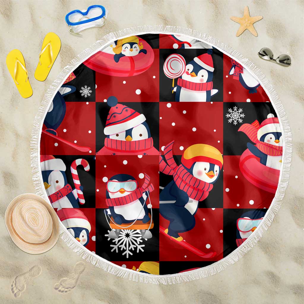 Penguin Winter Sports Christmas Beach Blanket Cute Holiday Ski Snow Fun - Wonder Print Shop