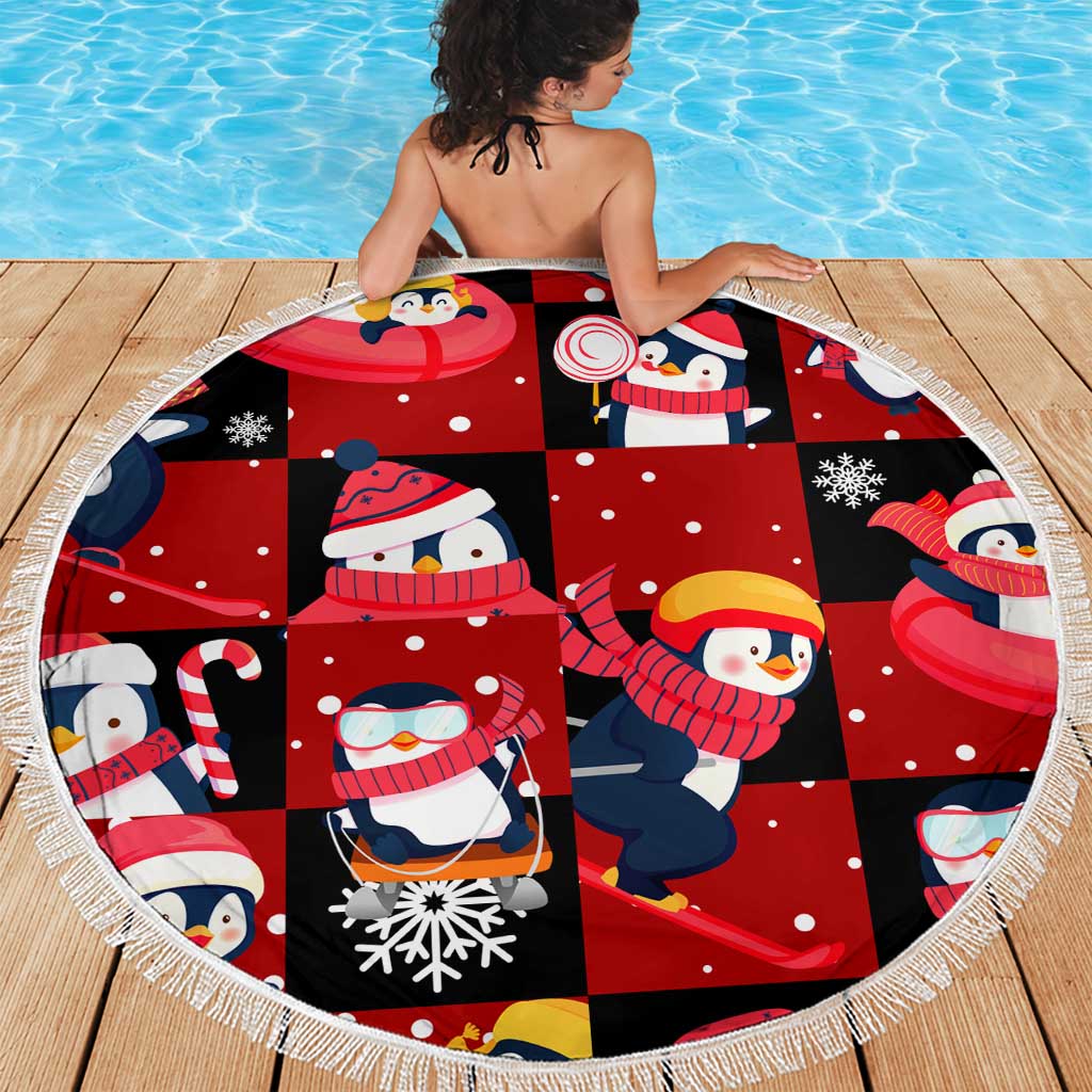 Penguin Winter Sports Christmas Beach Blanket Cute Holiday Ski Snow Fun - Wonder Print Shop